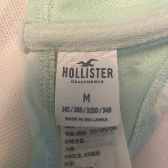 NWOT Hollister Women's Cinch Plunge Bikini Top (Green SwirlPattern Size M - Picture 4 of 5